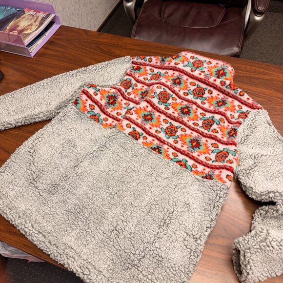 Simply Southern Sherpa 1/4 Zip Pullover Sweater XL Turtle Print - Picture 5 of 8